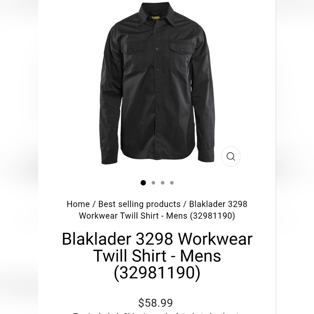 Men's Black Workwear Twill Shirt